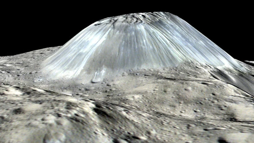 3D visualisation of a mountain on the dwarf planet Ceres based on data from Nasa's Dawn satelliteCredit: NASA/JPL-Caltech/UCLA/MPS/DLR/IDA
