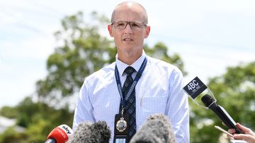 Detective Inspector Mark Thompson talks to the media at the scene of a car fire which claimed the lives Hannah Clarke and her three children.