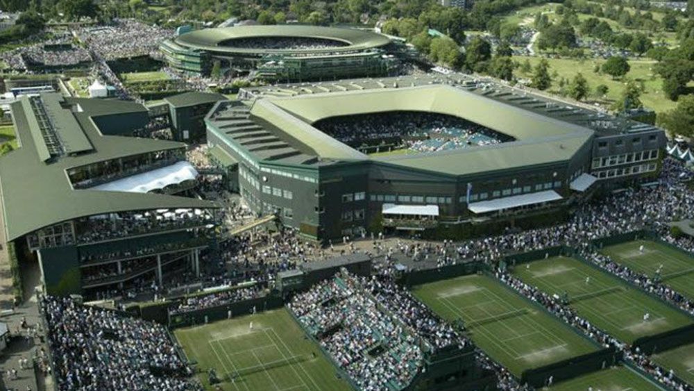 A high shot of  Wimbledon's courts. (AAP)