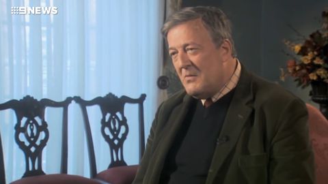 Stephen Fry falls six feet off stage, taken to hospital for