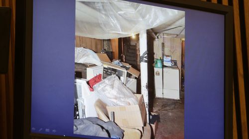 A photo of a room in the basement in Ariel Castro's Cleveland home where his victims were kept hostage, raped and abused. During captivity, one of his victims gave birth to a baby girl who was six years old when they were rescued in May 2013. (AAP)