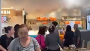 Smoke quickly filled the eastern side of the shopping centre after a wok caught alight at Noodle Time in the food court of Penrith Westfield just after 1pm today.