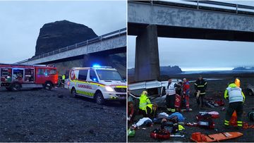 Seven people from two British families were invovled ina crash on an Iceland bridge yesterday.