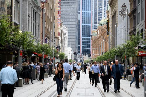 A barrier-free section of George Street after it was reopened before Christmas. Picture: AAP