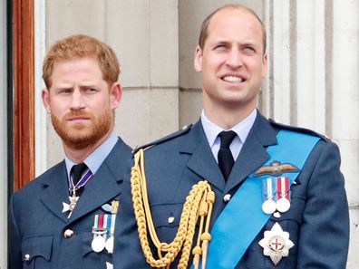 Prince William and Prince Harry on the balcony of Buckingham Palace.