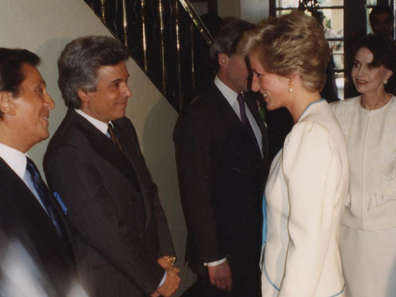 Princess Diana meeting with designer friends at a function Instagram photo