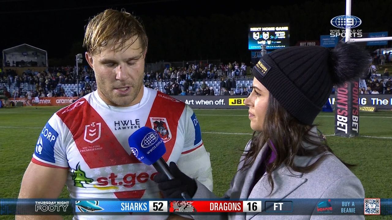 'Not good enough': Dragons leader Jack De Belin pinpoints 'resilience' as his side's major problem after record loss to Sharks