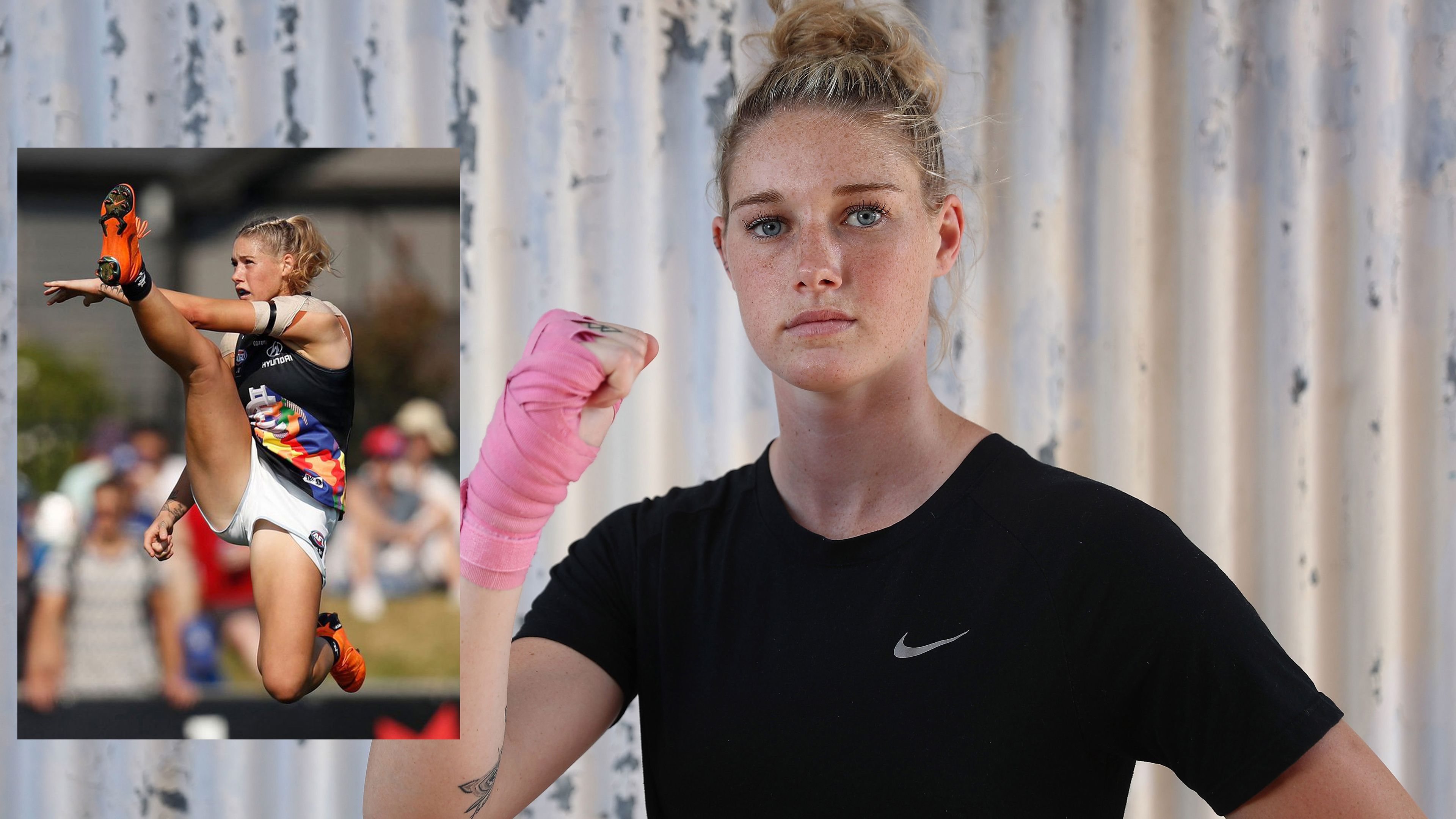 Exclusive: Tayla Harris' incredible boxing back story tied to iconic AFLW photo