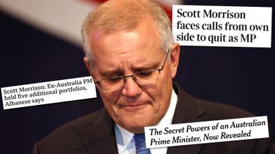Scott Morrison and headlines from around the world about the secret ministries saga.