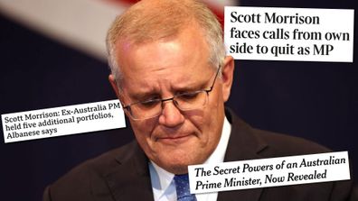 Scott Morrison et les gros titres du monde entier sur la saga des ministères secrets.