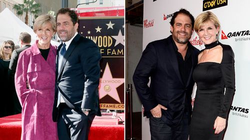 Australian Minister of Foreign Affairs Julie Bishop (R) and US director/producer Brett Ratner at the Hollywood Walk of Fame star unveiling in 2017 and Australian Fashion Showcase in 2015. (AP)