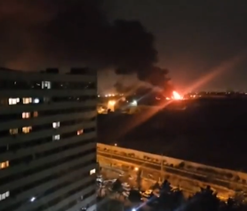 A video circulating on social media and geolocated by CNN showed Tehran's Mehrabad Airport on fire after the strikes.