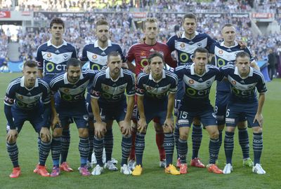 The Melbourne Victory line-up before the opening whistle.