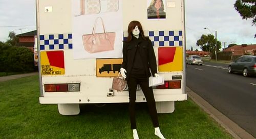 A police information caravan outside Mrs Ristevski's residence. (9NEWS) 