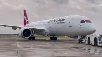 Qantas flight departing Tel Aviv.