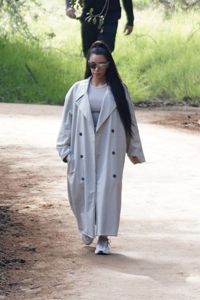 Kanye West Grey Trench Coat With Hood