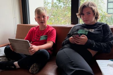Pink and Carey Hart's kids Jameson and Willow visiting their dad in hospital