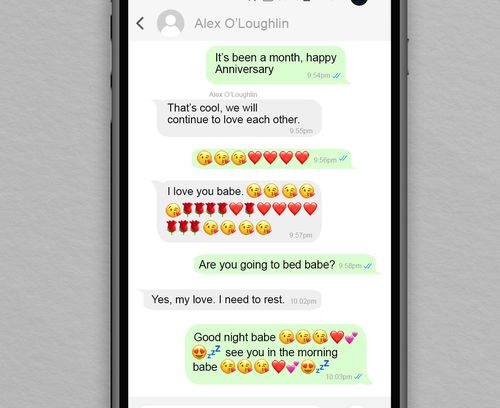 A conversation between Sonia* and the scammer posing as Alex O'Loughlin on WhatsApp.