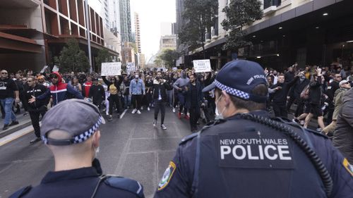 Anti-lockdown protest  on 24 July, 2021. Photo: Brook Mitchell