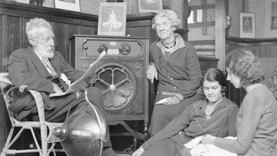 A family listens to the radio in 1930