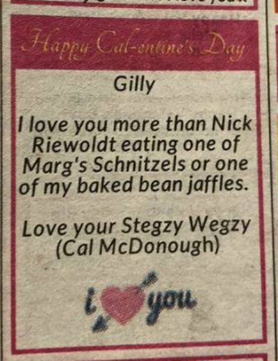 'Love you more than Nick Riewoldt'