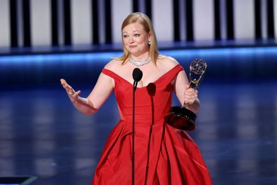 Sarah Snook accepts the Outstanding Lead Actress in a Drama Series award for Succession onstage during the 75th Primetime Emmy Awards at Peacock Theater on January 15, 2024 in Los Angeles 