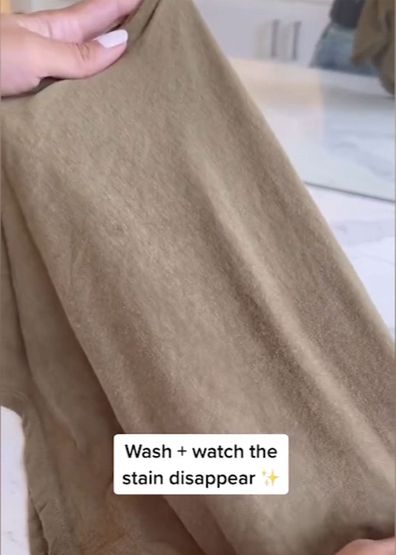 Cleaning TikTok laundry hack oil stain