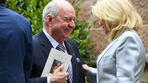 Radio host Alan Jones and TV personality Kerri-Anne Kennerley.