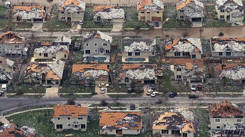 Rows of damaged houses sit between Homestead and Florida City after Hurricane Andrew struck. (AP)
