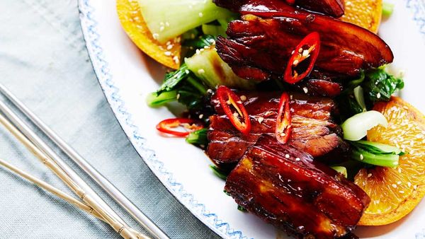 Caramelised pork belly in Chinese master stock with chilli and orange by Chang's