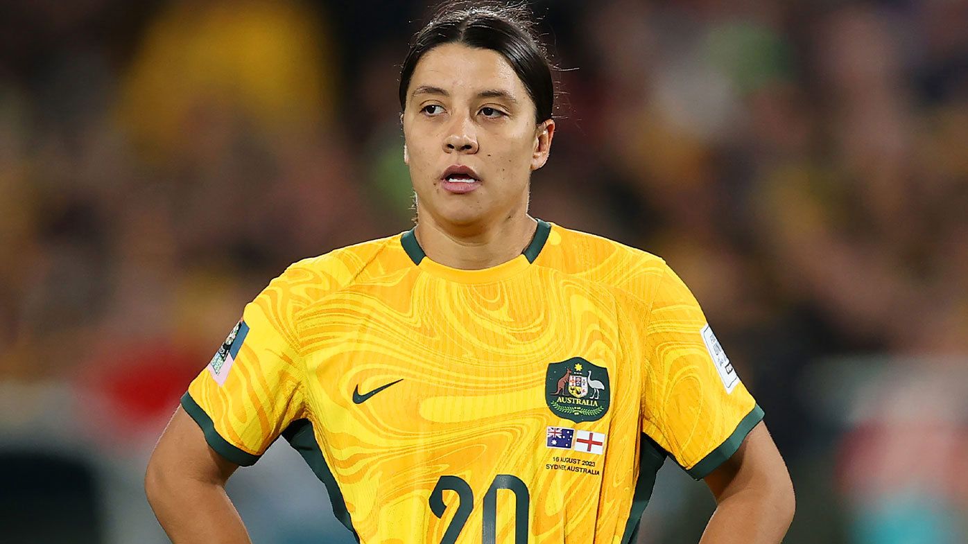 Sam Kerr pictured in action for the Matildas during the FIFA Women&#x27;s World Cup