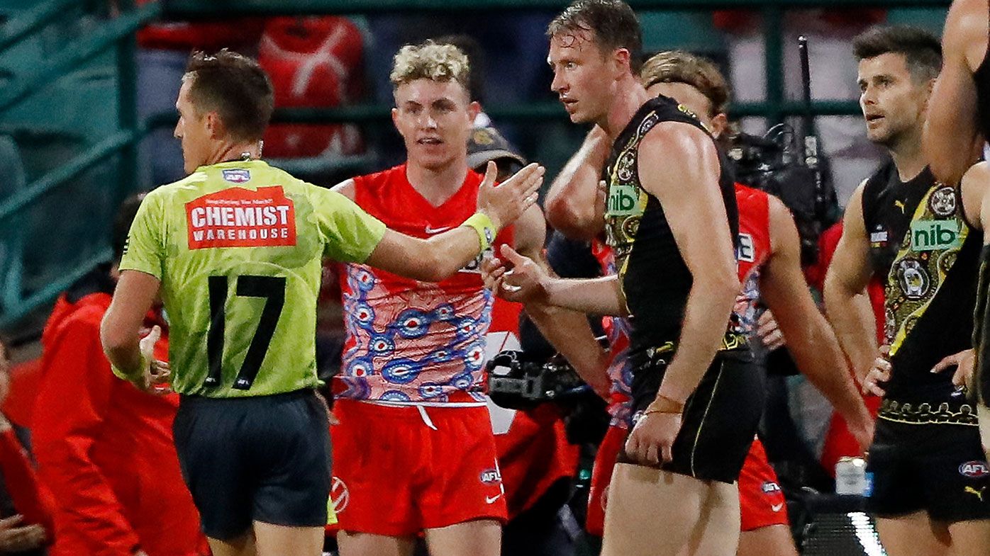 AFL says umpire made correct decision not to award Richmond a 50-metre penalty in loss to Swans