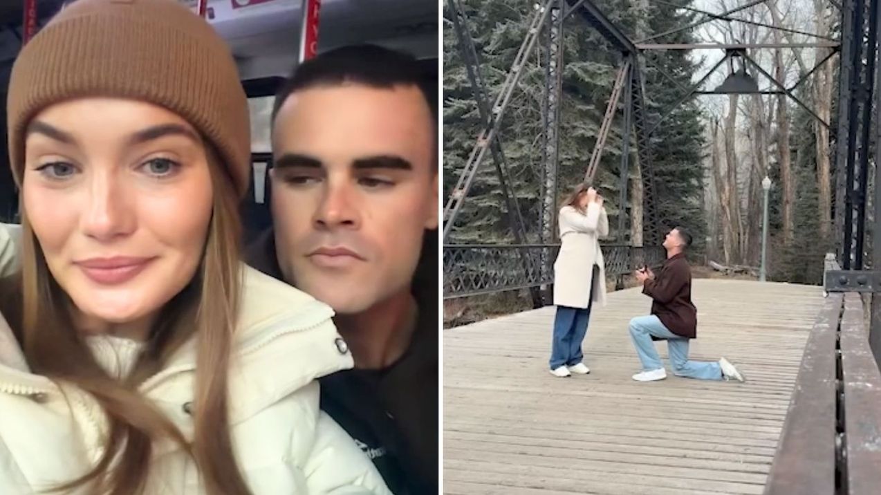 Brook finally revealed the moment Harry got down on one knee during a snowy holiday. (Instagram @brookcrompton_)