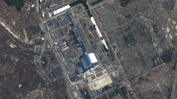 This satellite image provided by Maxar Technologies shows an overview of  Chernobyl nuclear facilities, Ukraine, during the Russian invasion.