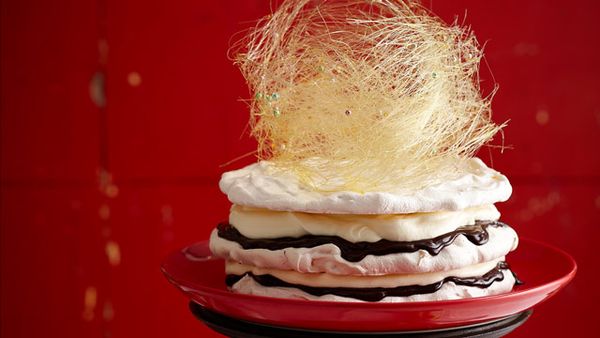Layered meringue torte