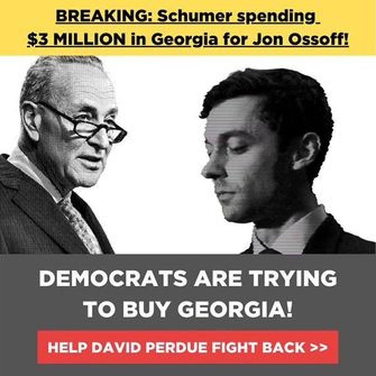 Us Senator David Perdue Posts Anti Semitic Facebook Ad Showing Jewish Opponent Jon Ossoff With Enlarged Nose
