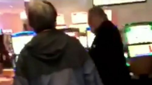 A patron filmed as the man went on his poker machine rampage. (9NEWS)