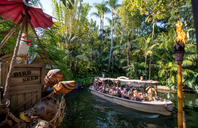 Passengers ride the Jungle Cruise ride at Adventureland, Disneyland in Anaheim, CA, on Friday, July 9, 2021