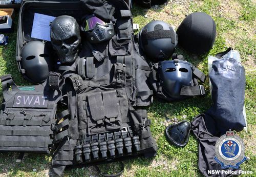 Among the weapons stockpiled were armoured helmets, ballistic vests and handcuffs.