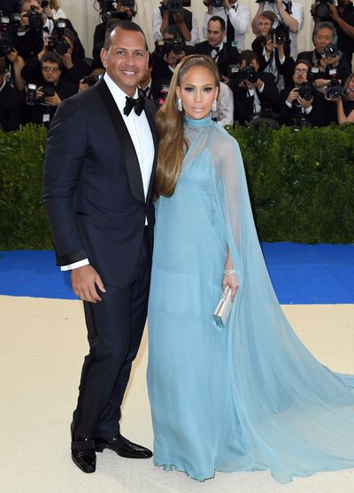 Jennifer Lopez in Valentino and Alex Rodriguez at the 2017 Met Gala<em> Rei Kawakubo/Comme des Garcons: Art Of The In-Between</em>