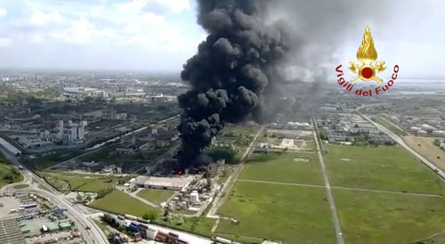 Chemical plant fire Venice, Italy