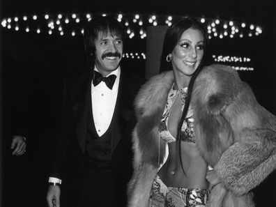 Sonny Bono and Cher attend the Golden Globe Awards