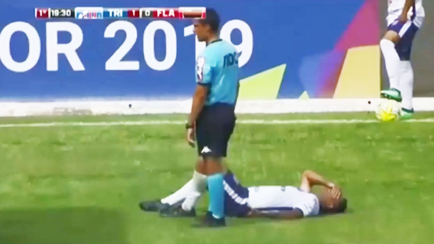 Brazil youth player's foot squashed by medical cart as he lays injured