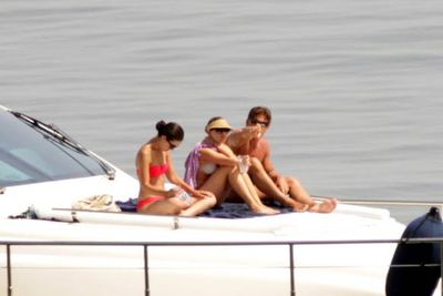 Scarlett Johansson sunbaked on the deck of a posh yacht in Taormina, Italy.