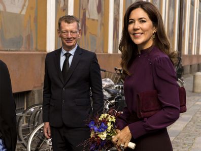 Princess Mary of Denmark seen without her engagement ring and wedding ring