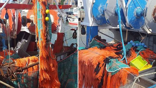 Damage done to some of the French trawlers.