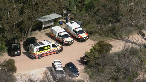 Emergency services at the entrance of the walking track in the Blue Mountains.