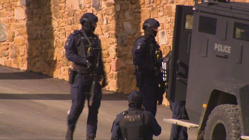 Police officers in Porepunkah Victoria during manhunt for Dezi Freeman