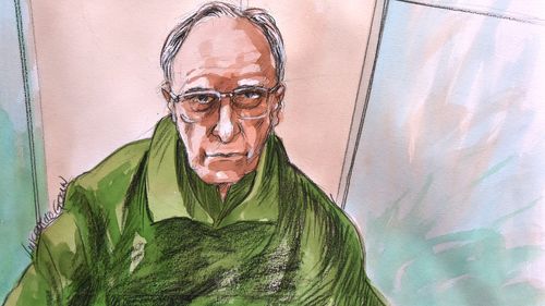 Court sketch of former Hey Dad! star and convicted child sex offender Robert Hughes.