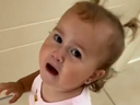Hilarious moment baby stops crying mid-tantrum after mum says they are going to Bunnings